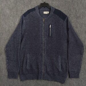 Parish Nation Sweater Mens 4XL Blue Full Zip Chunky Knit Pockets Big Tall Jacket